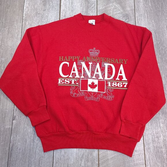 Canada Sweatshirt Mens Large Red Pullover Crewneck 90s Anniversary Vintage - Picture 1 of 7